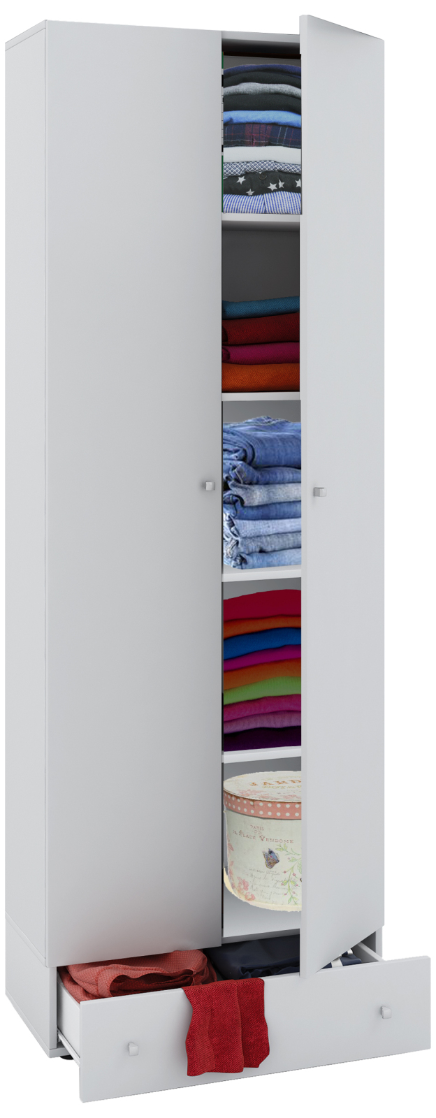 Mehrzweckschrank VANDOL I - weiß - mit Schubkasten - 5 Fächer