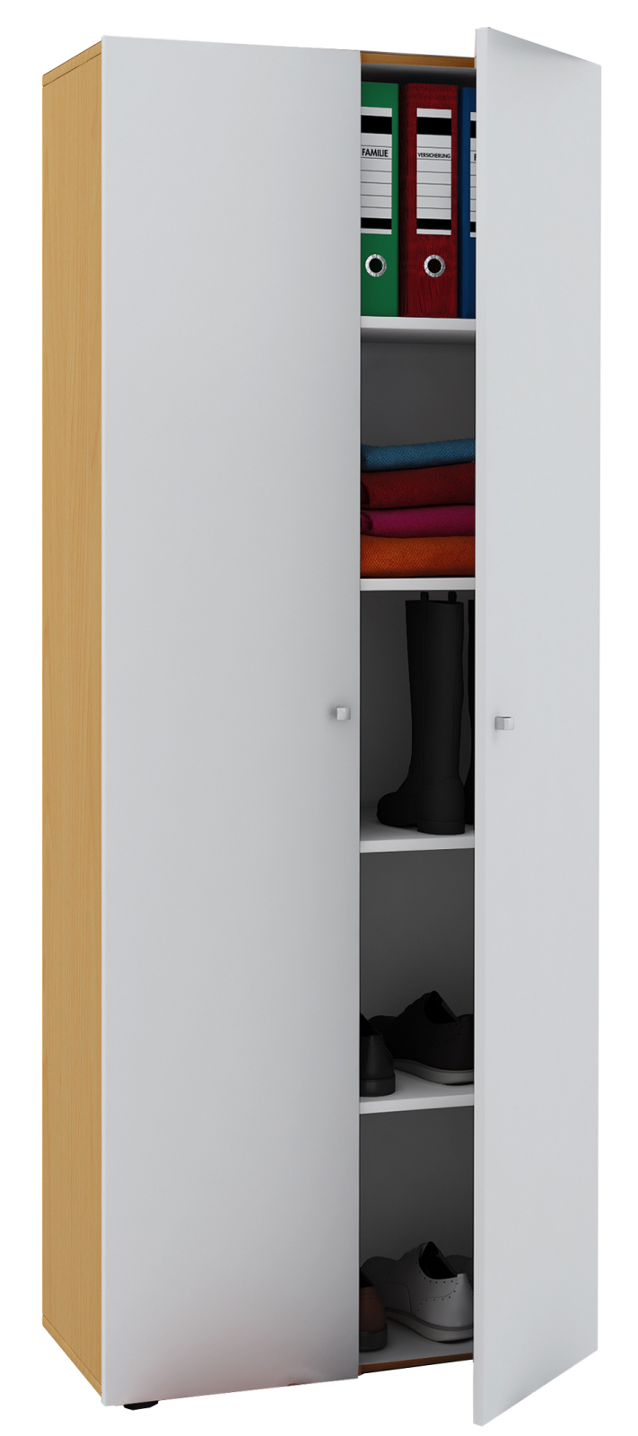 Mehrzweckschrank VANDOL II - weiß-Buche - 2 Türen - 6 Fächer