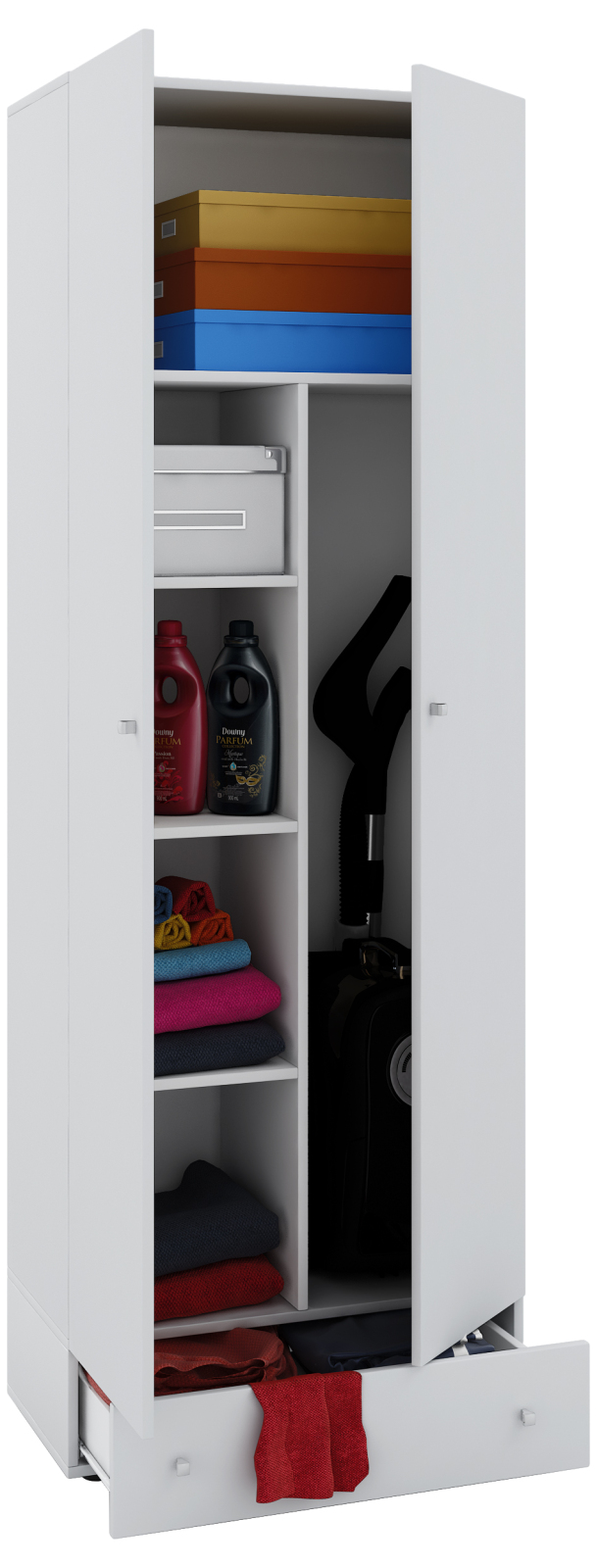 Mehrzweckschrank VANDOL II - weiß - mit Schubkasten - 6 Fächer