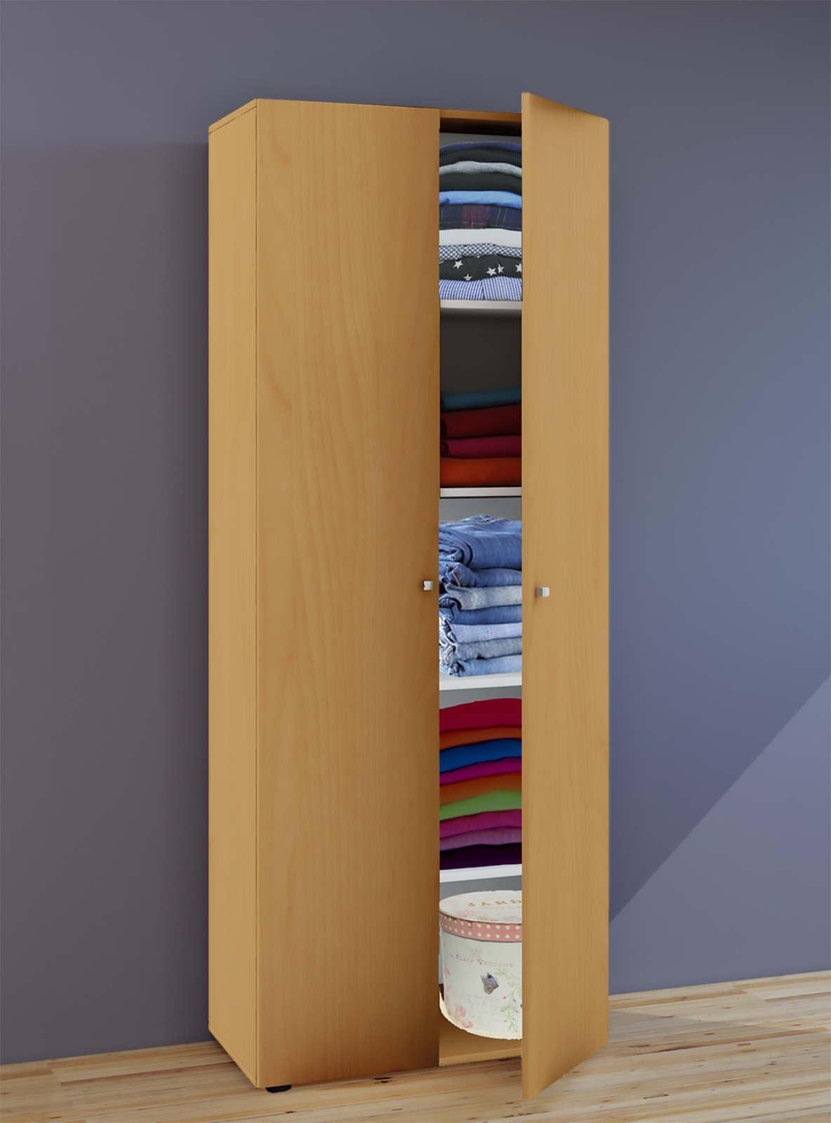 Mehrzweckschrank VANDOL l - Buche - 2 Türen - 5 Fächer