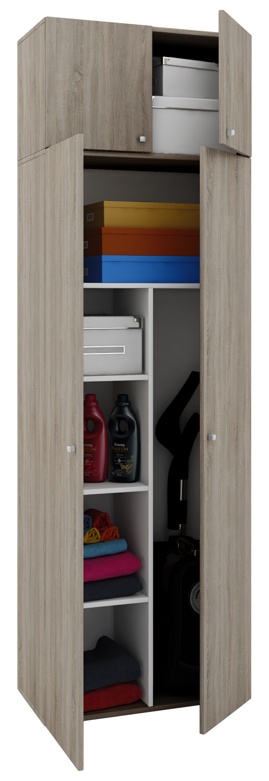 Mehrzweckschrank VANDOL ll - Sonoma Eiche - mit Aufsatz - 6 Fächer