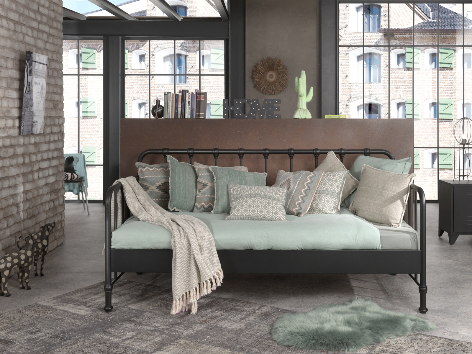 Metallbett BRONXX - schwarz matt - 90x200 cm