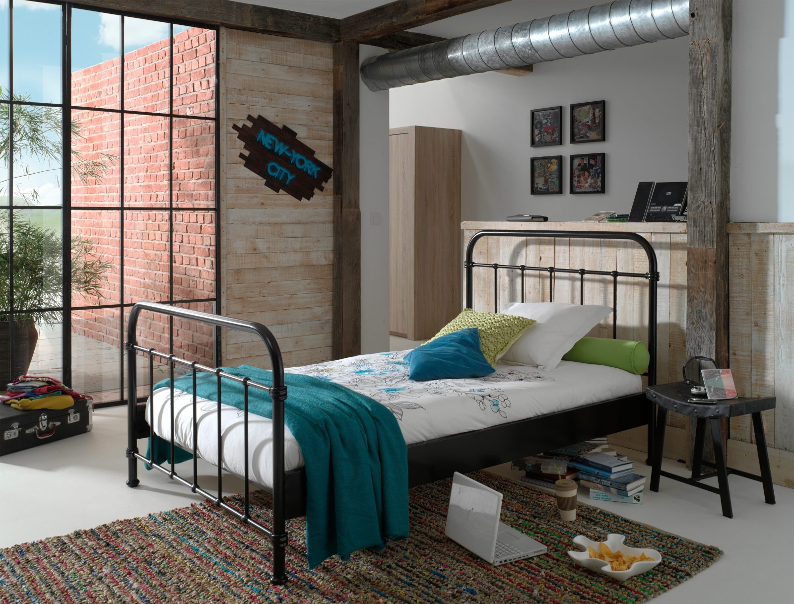 Metallbett NEW YORK - schwarz - Metall - 120x200 cm