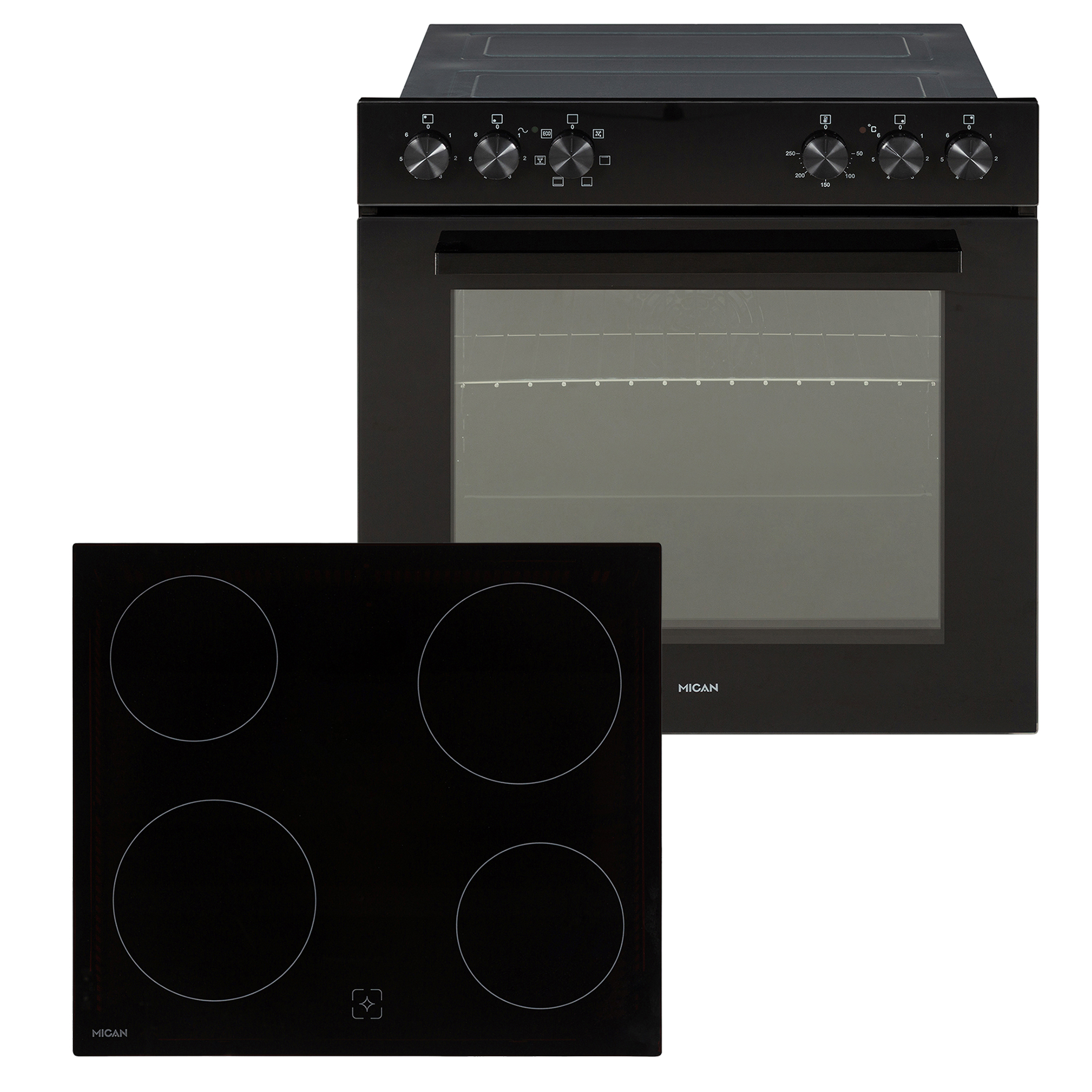 MICAN Einbau-Herdset HSU73S - schwarz - A
