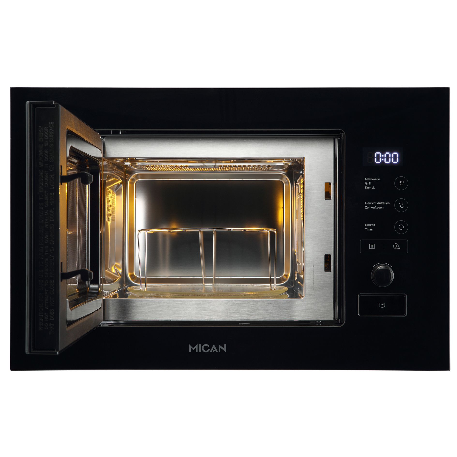 MICAN Einbau-Mikrowelle MGM17SCBG - schwarz - 700 Watt