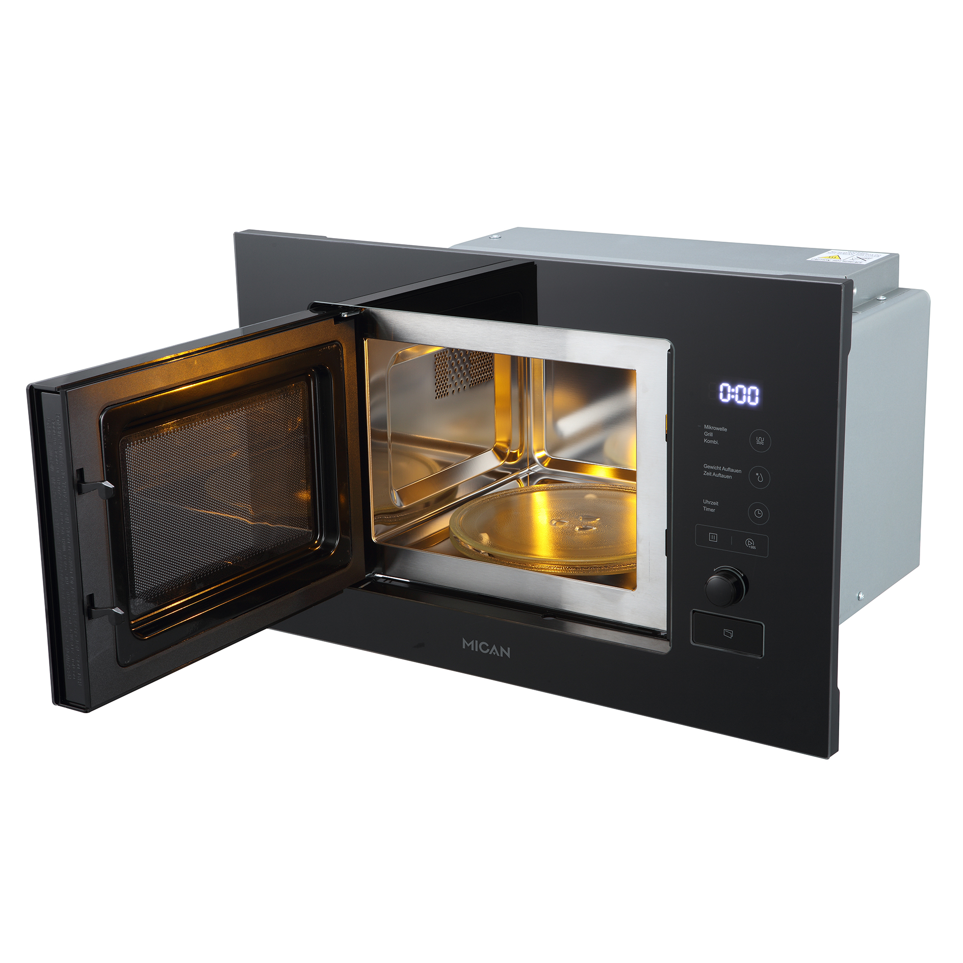 MICAN Einbau-Mikrowelle MGM17SCBG - schwarz - 700 Watt