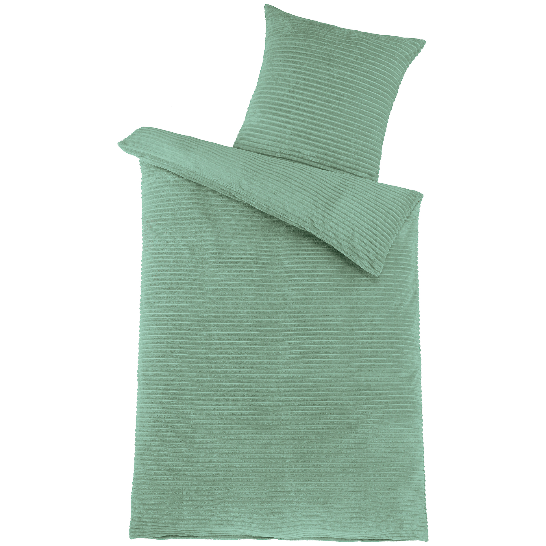 Microfaser-Bettwäsche - salbei - Cashmere-Cord-Look - 135x200 cm