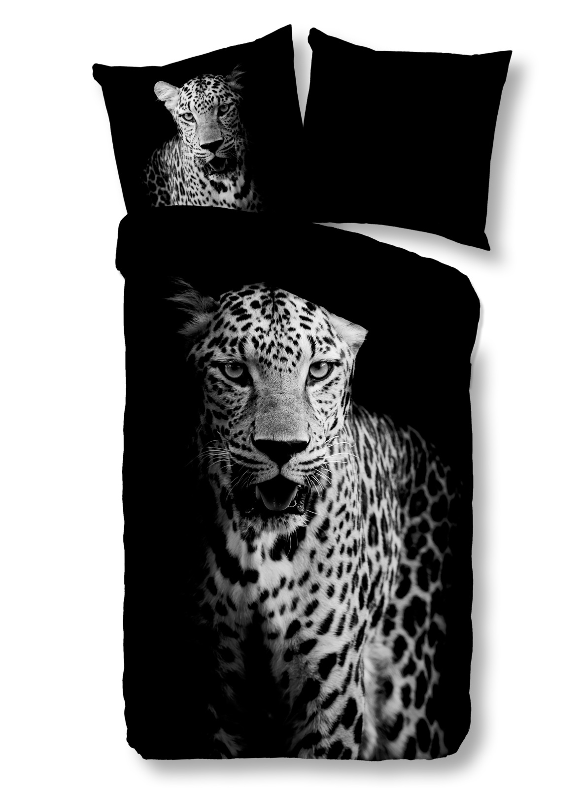 Microfaser-Bettwäsche - schwarz-weiß - Leopard - 135x200 cm