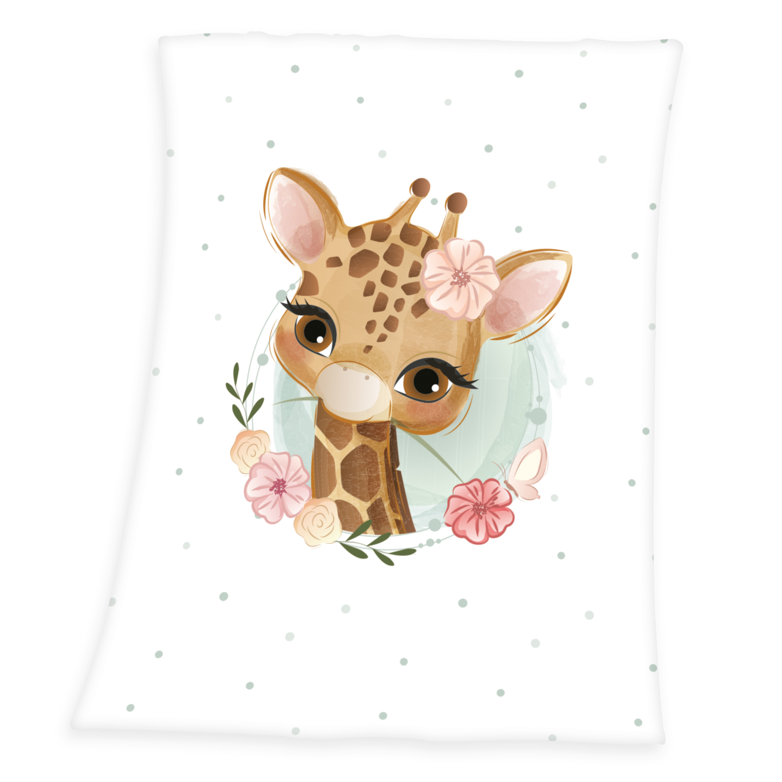 Microfaser-Flauschdecke GIRAFFE - weiß-bunt - 75x100 cm