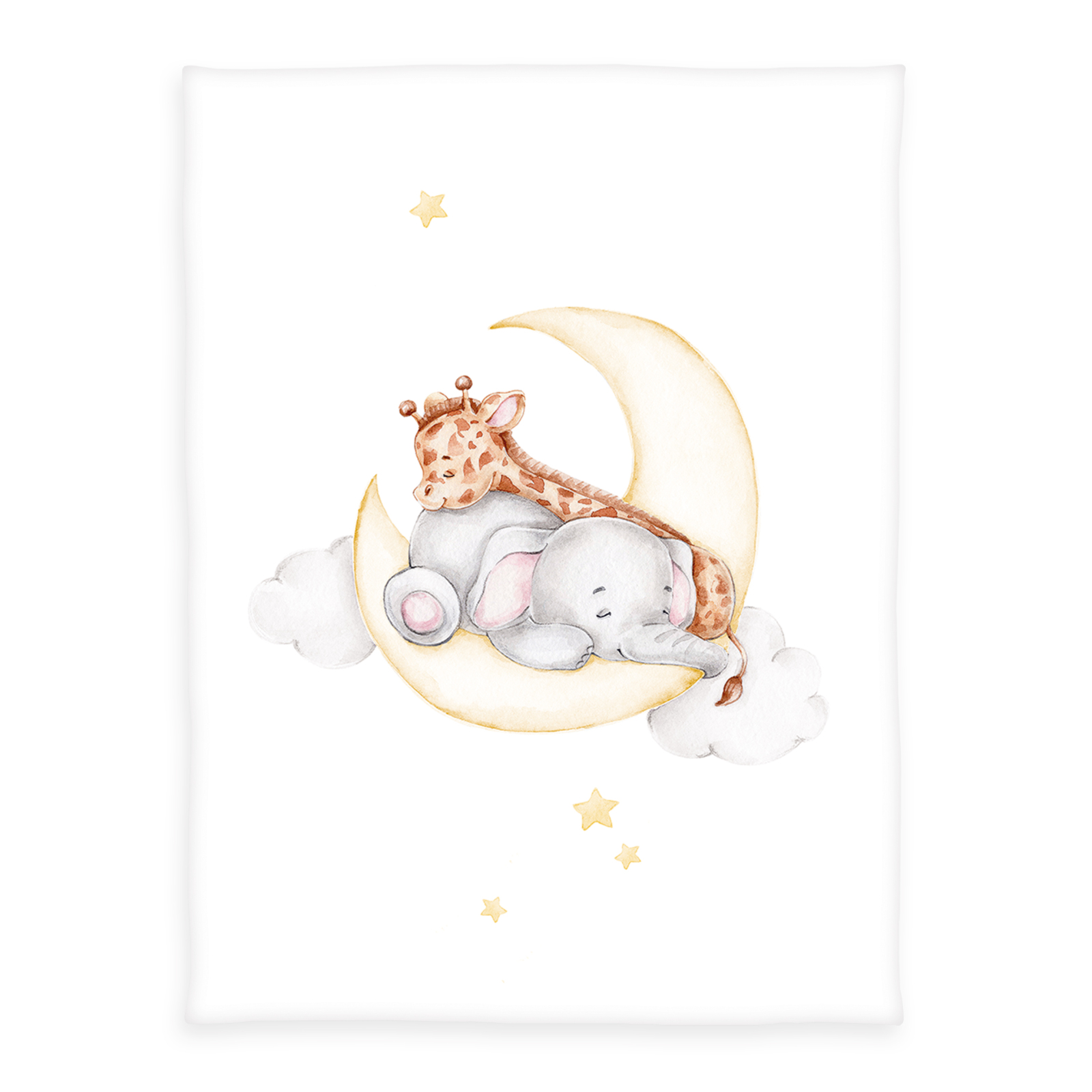 Microfaser-Flauschdecke SLEEPING ON THE MOON - weiß - 75x100 cm
