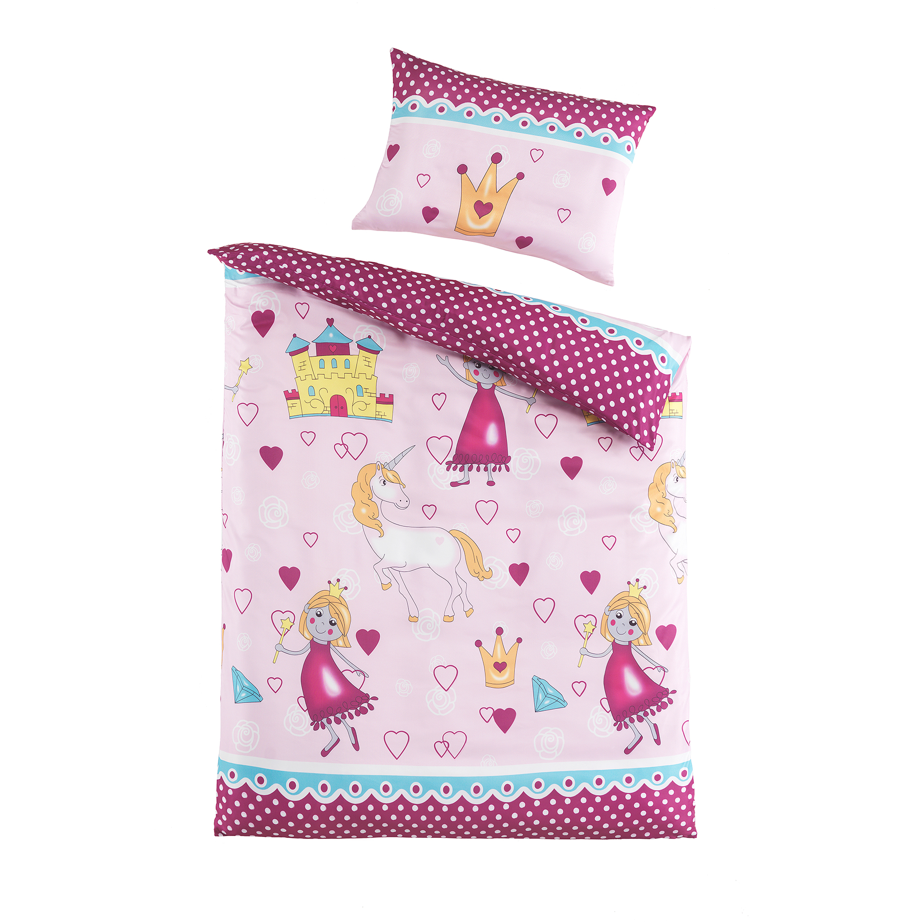 Microfaser-Kinderbettwäsche - pink - Lola - 100x135 cm