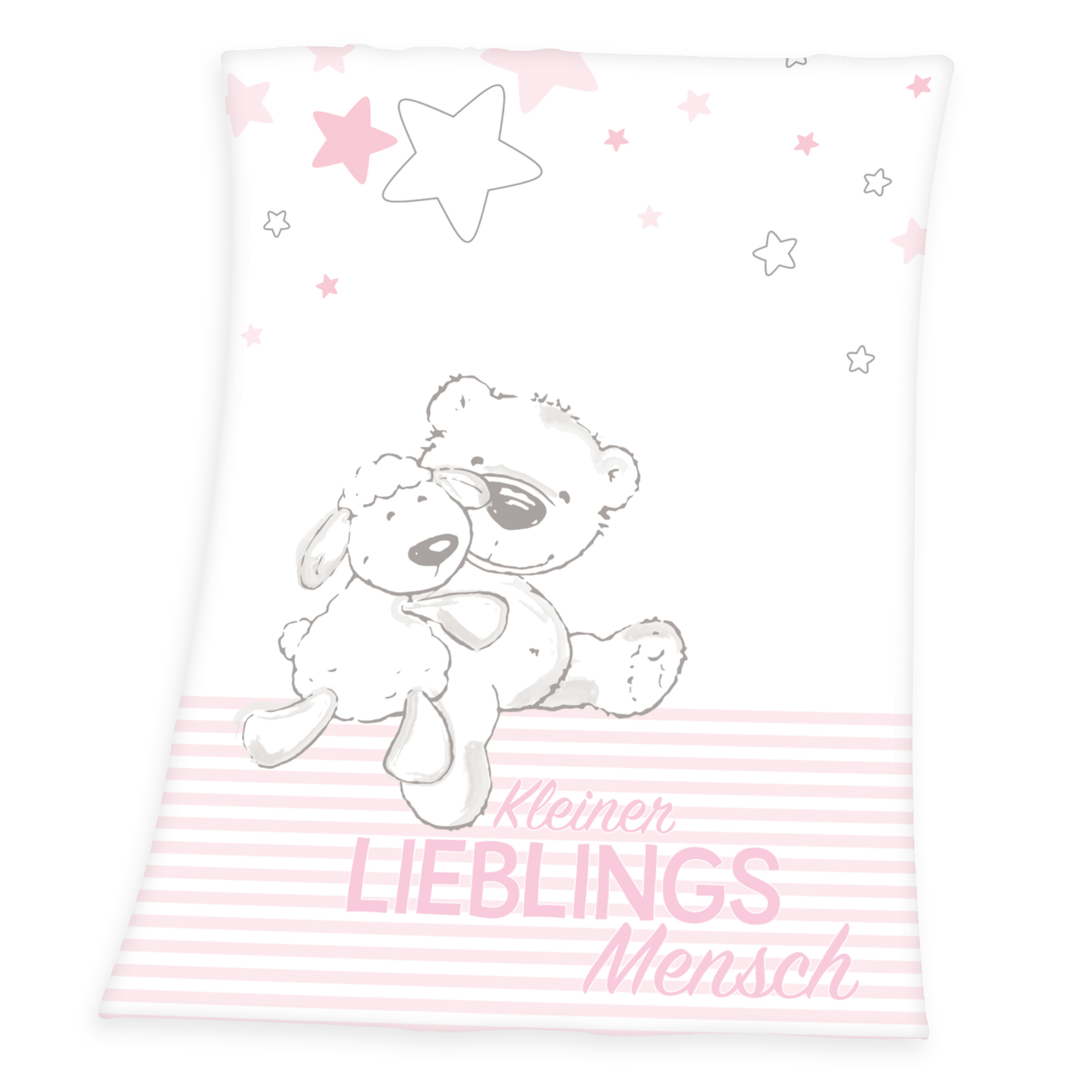 Microfaserflausch-Decke Lieblingsmensch - weiß-pink - 75x100 cm