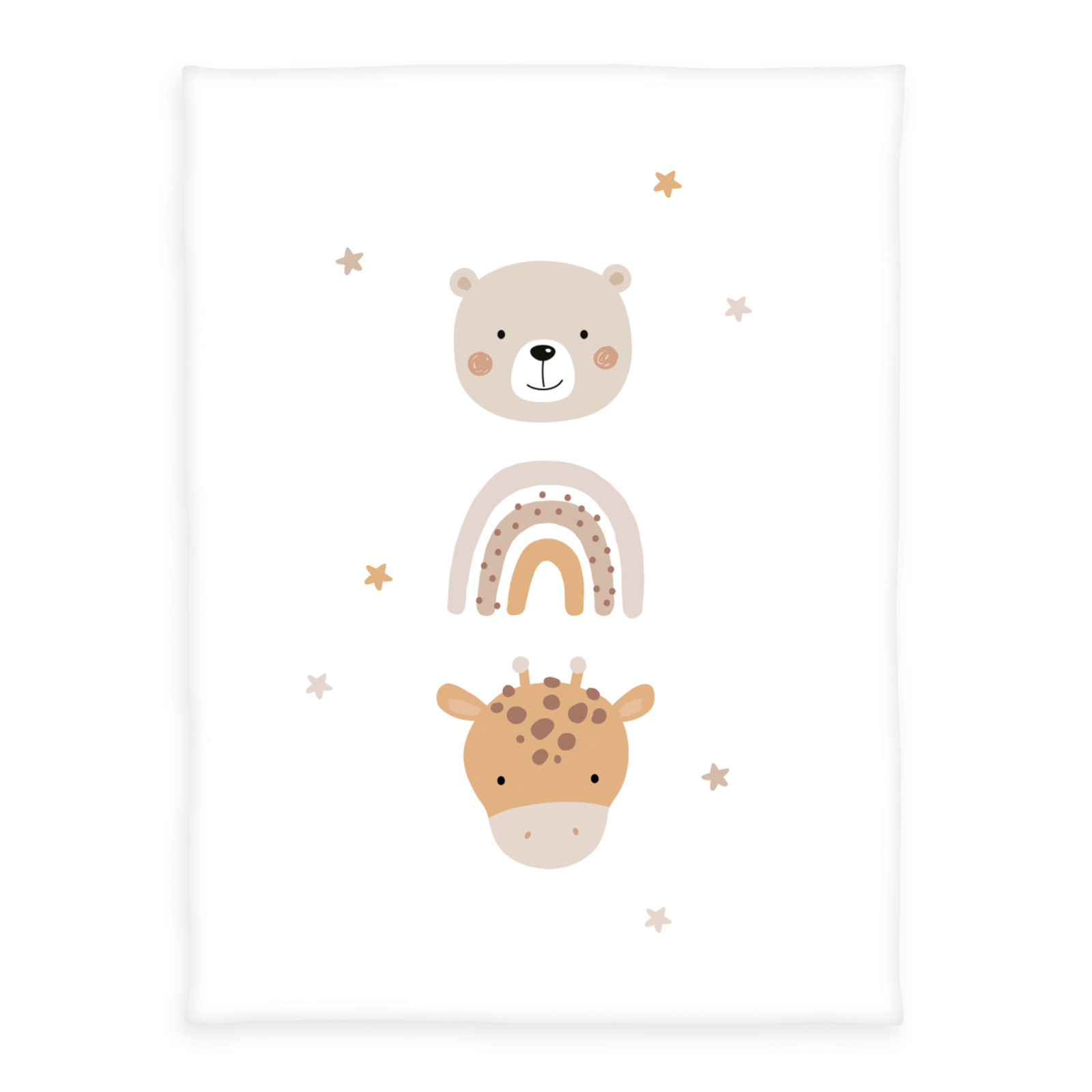 Microfaserflausch-Decke LITTLE FRIENDS - beige-weiß - 75x100 cm