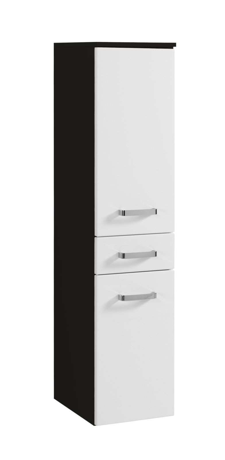 Midischrank BOLOGNA - Hochglanz weiß - grafitgrau - 30 cm
