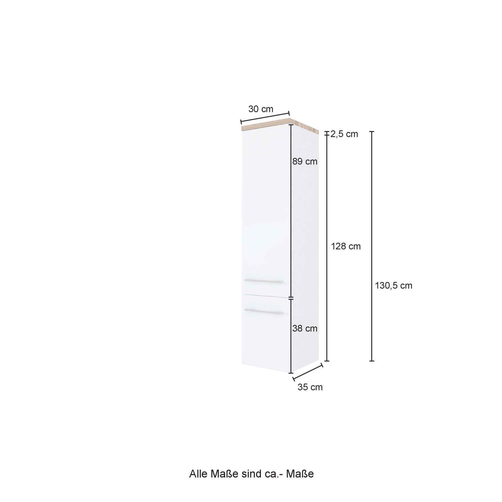 Midischrank DAVOS - Wotaneiche - 30 cm breit