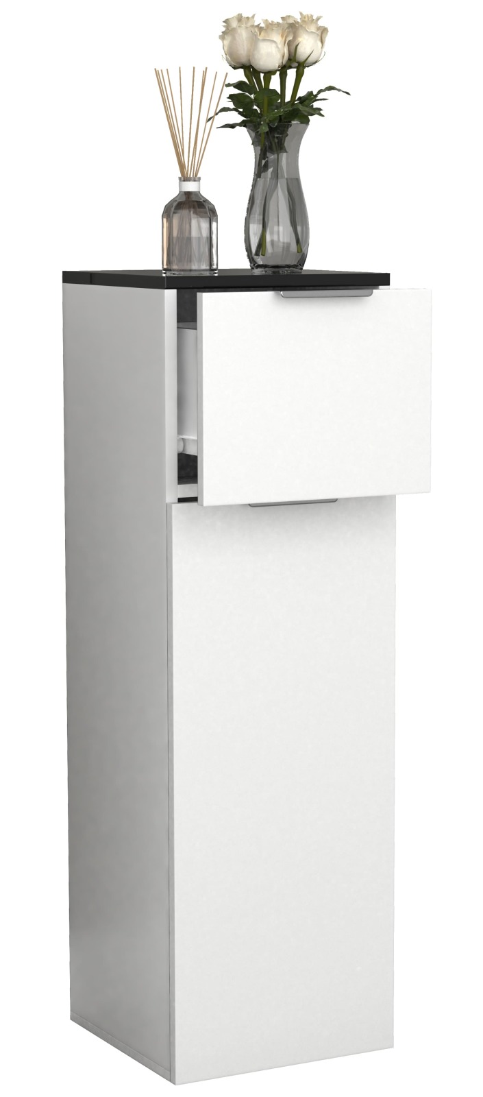 Midischrank DONALI - weiß-schwarz - 95 cm hoch