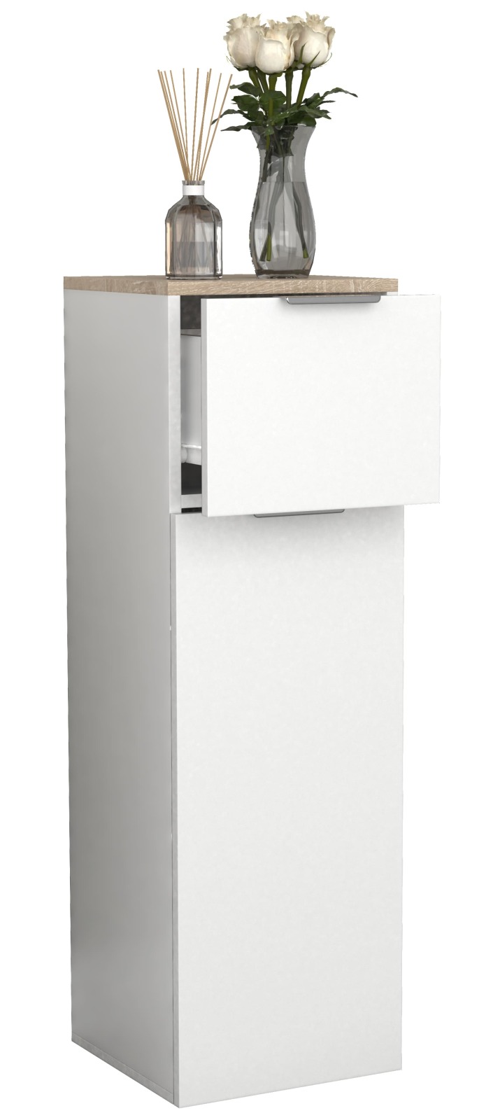 Midischrank DONALI - weiß - Sonoma Eiche - 95 cm hoch
