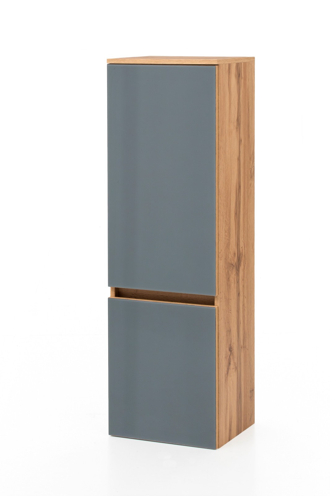Midischrank HELSINKI - grau - Wotaneiche - Glasfront - 40 cm