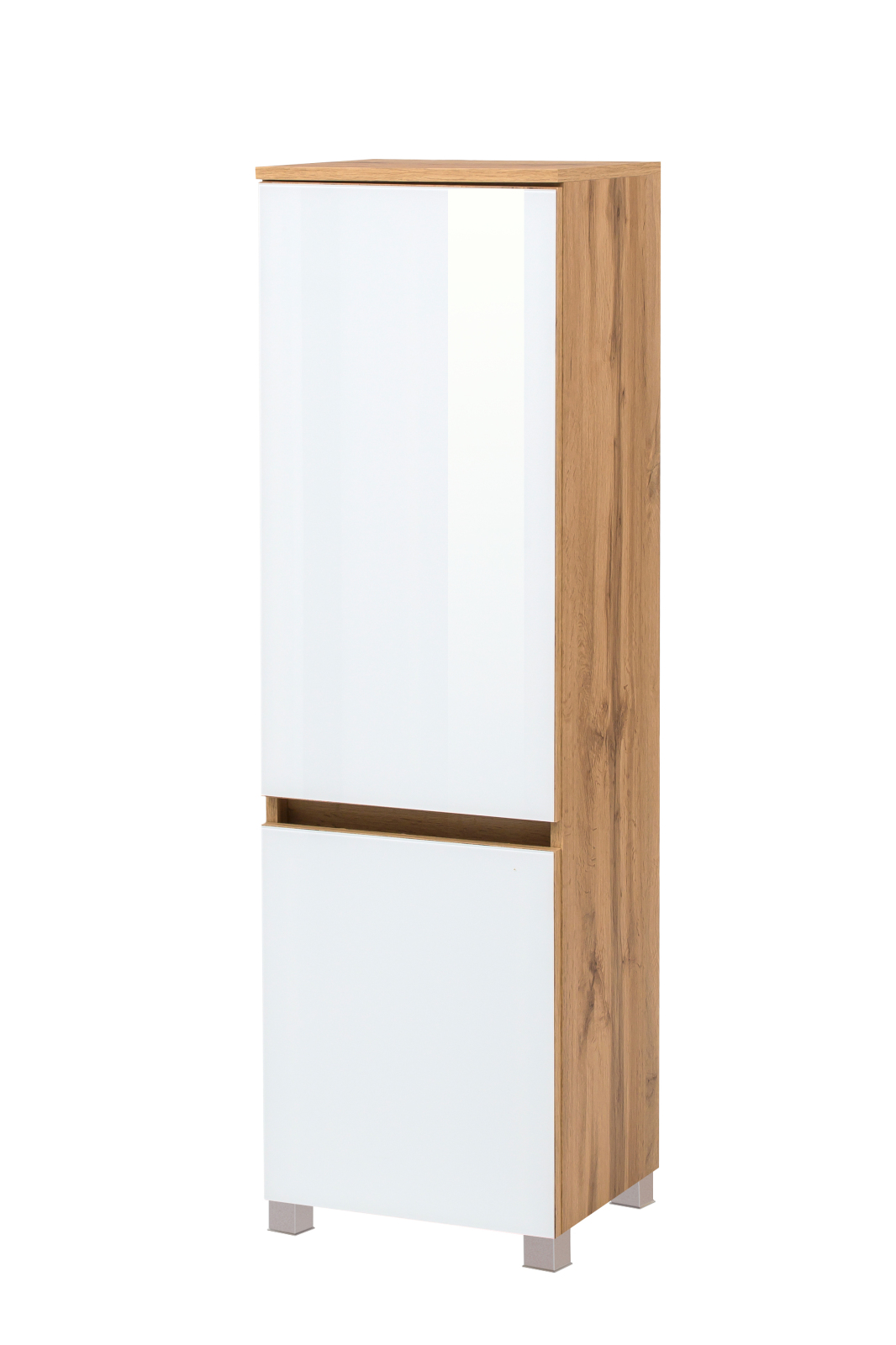 Midischrank HELSINKI - weiß - Wotaneiche - Glasfront - 40 cm