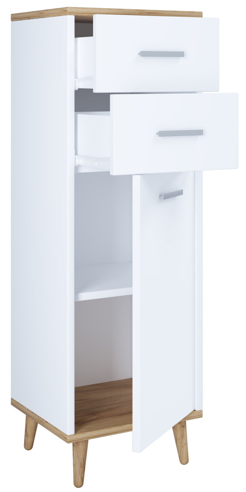 Midischrank LANDOS - weiß - Honig Eiche - 97 cm hoch