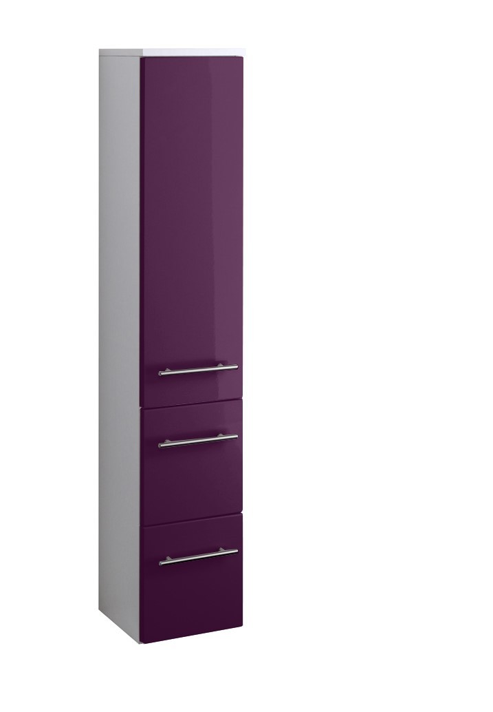 Midischrank PARMA - aubergine Hochglanz - weiß - 25 cm