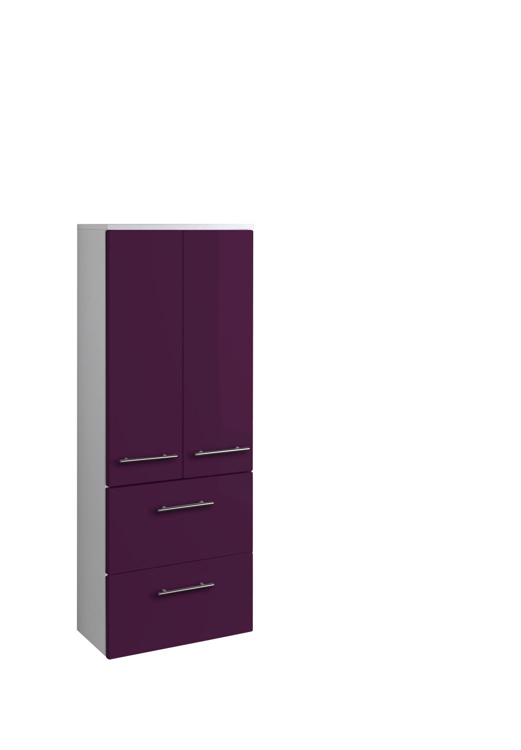 Midischrank PARMA - aubergine Hochglanz - weiß - 50 cm