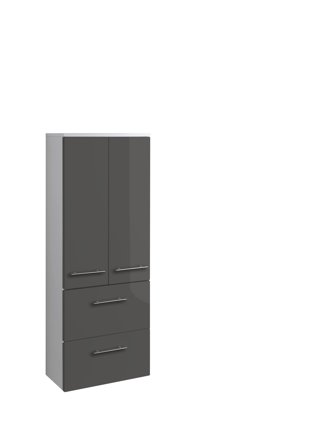 Midischrank PARMA - grau Hochglanz - weiß - 50 cm