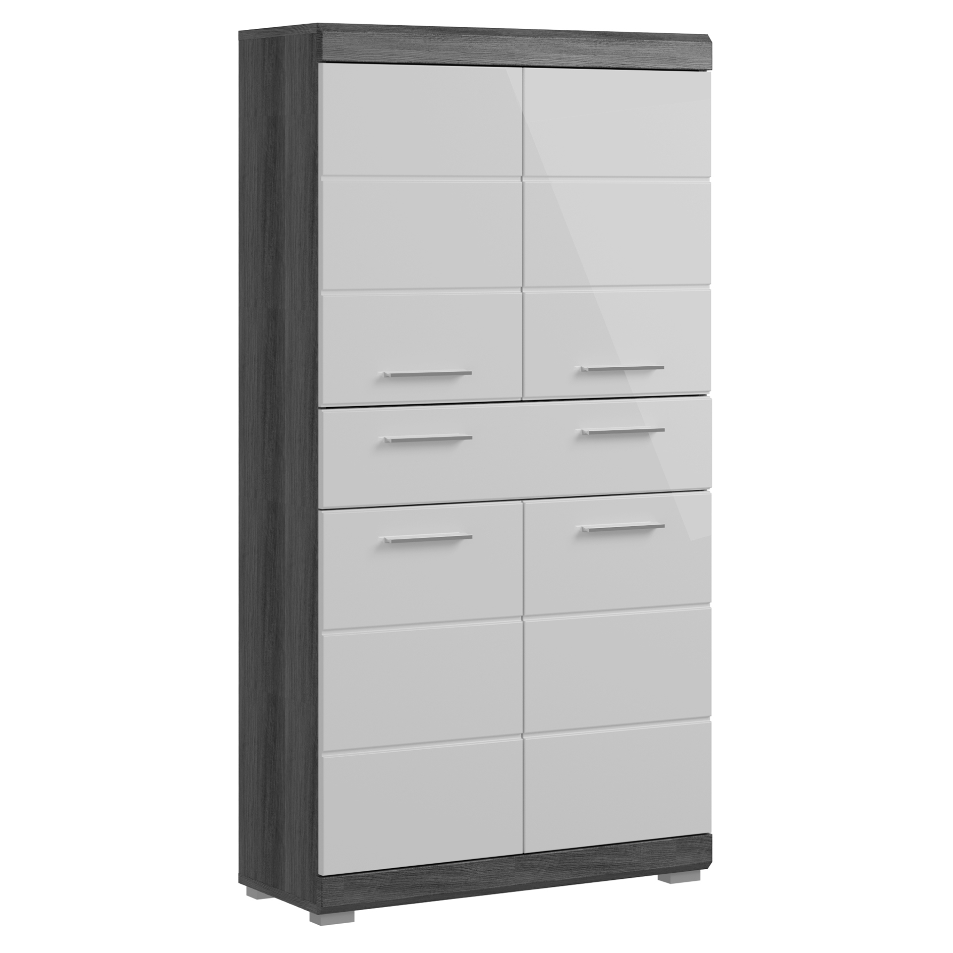 Midischrank SCOUT - Rauchsilber - weiß Hochglanz - 74 cm