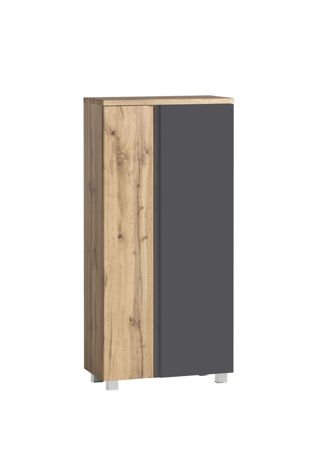 Midischrank - Wotaneiche - grau matt - 65 cm