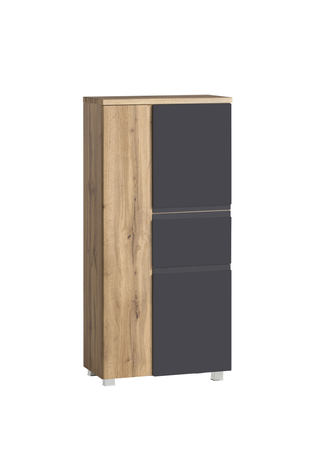 Midischrank - Wotaneiche - grau matt - 65 cm