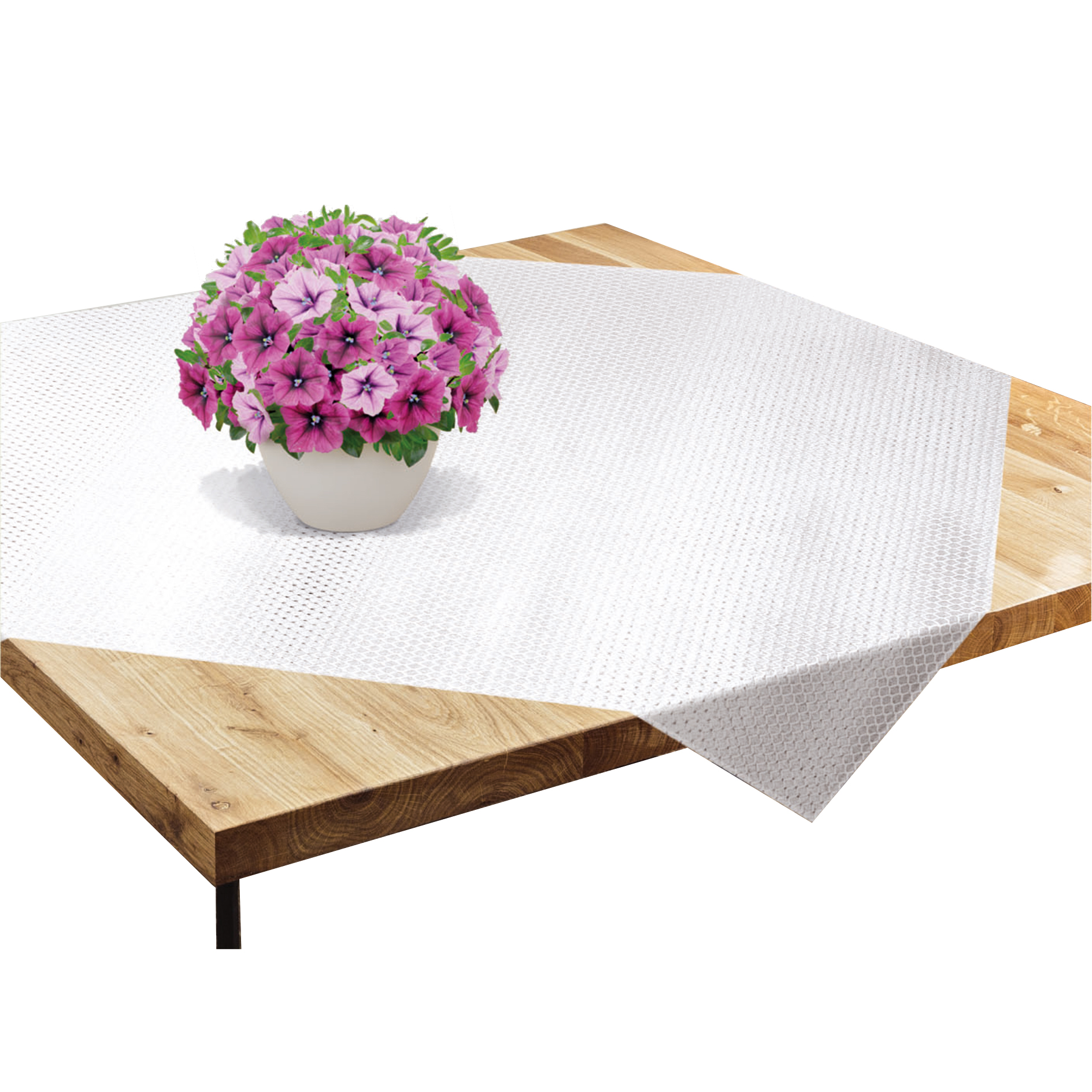 Mitteltischdecke - wollweiß - Jacquard - 85x85 cm