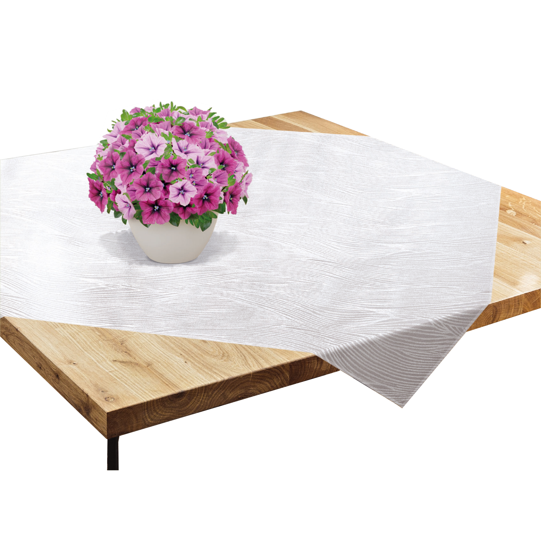 Mitteltischdecke - wollweiß - Jacquard - 85x85 cm
