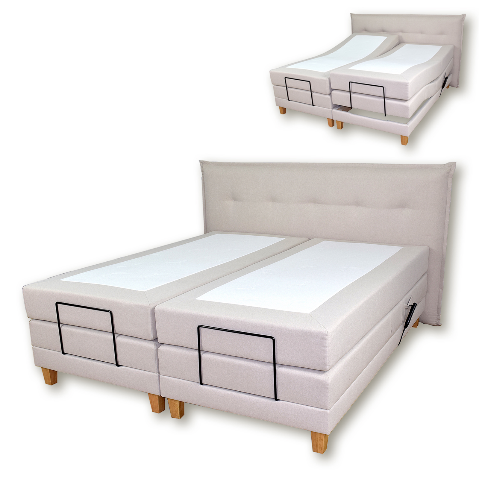Motor-Boxspringbett - beige - H3 - 180x200 cm