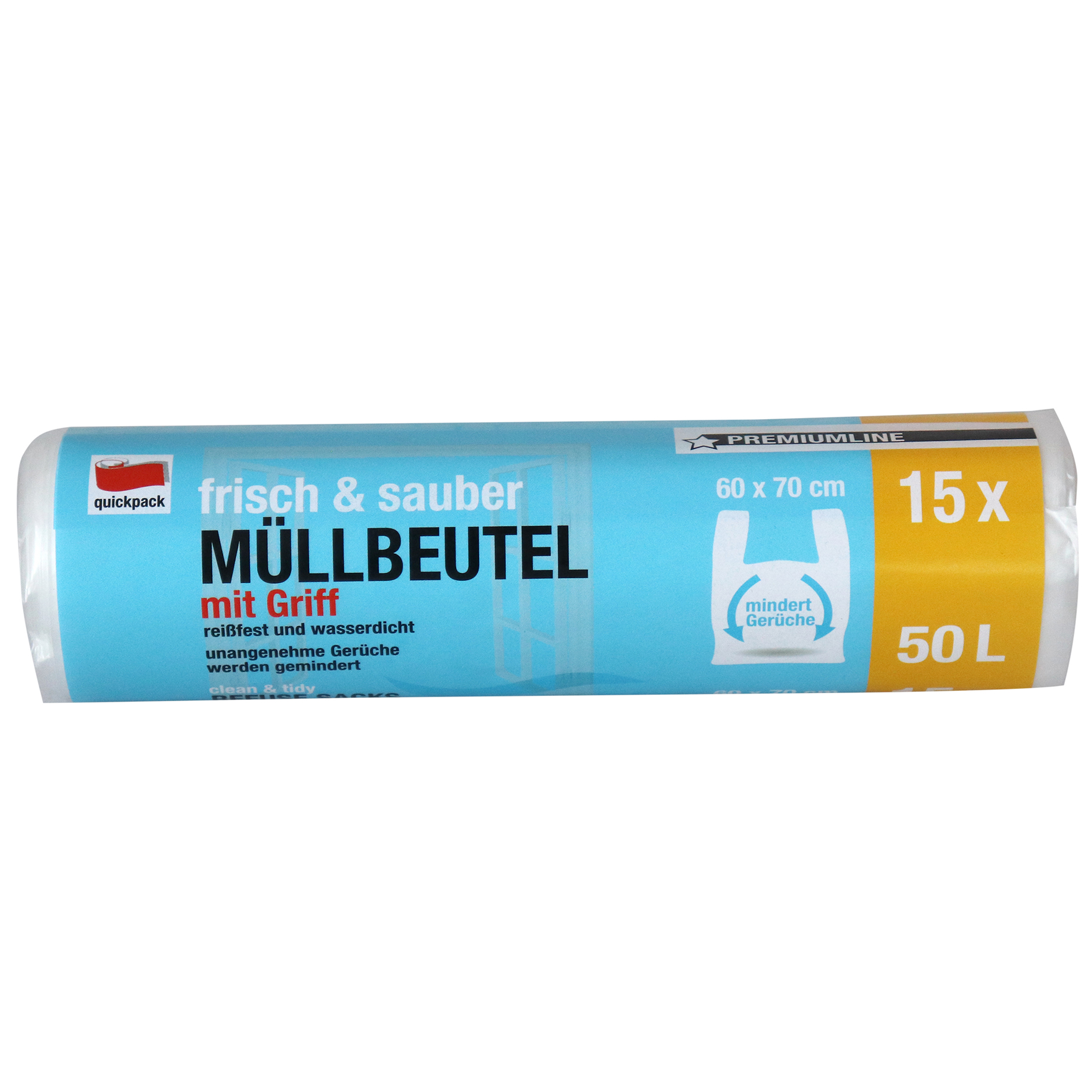 Müllbeutel mit Griff - transparent - 15 Stück - 50 Liter