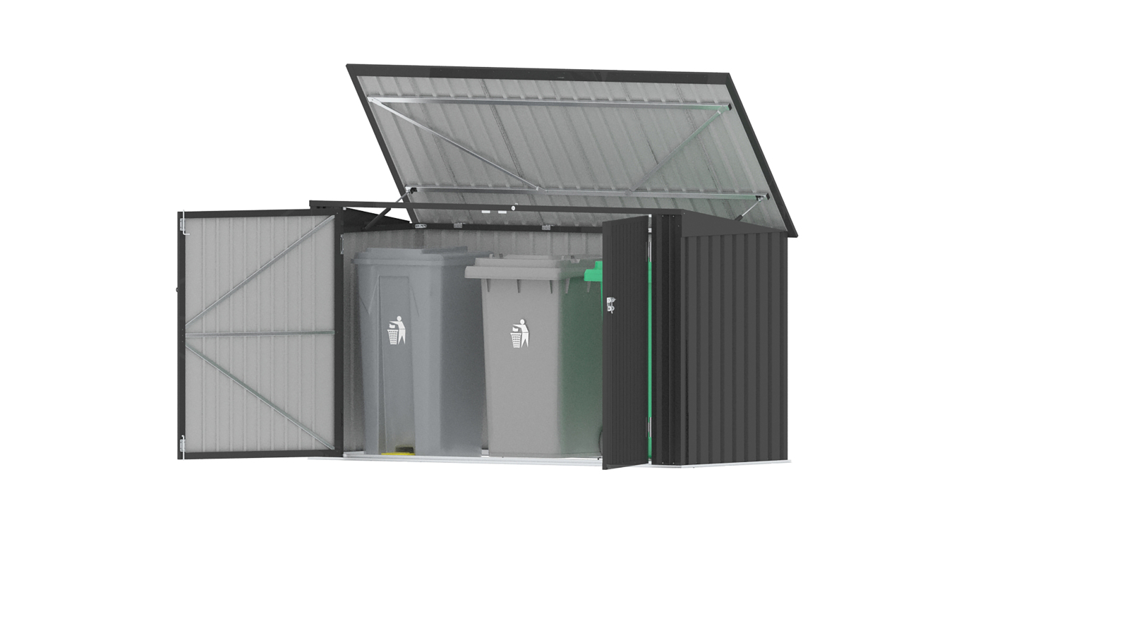 Mülltonnenbox - anthrazit - für 3x 240 Liter - 232,5 cm