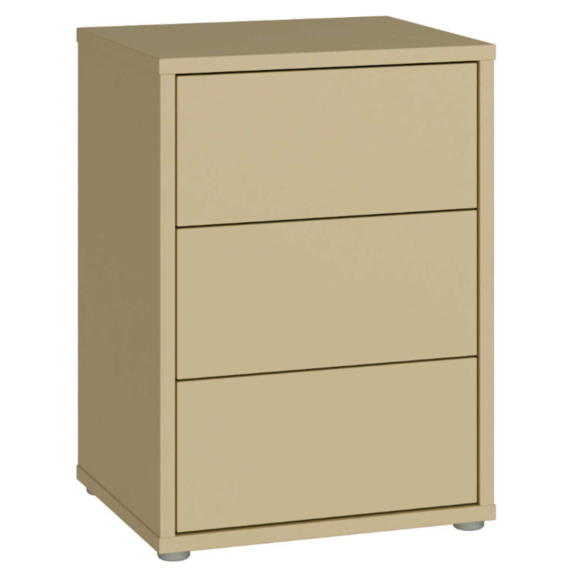 Nachtkommode - buttergelb - 3 Schubkästen - 50 cm