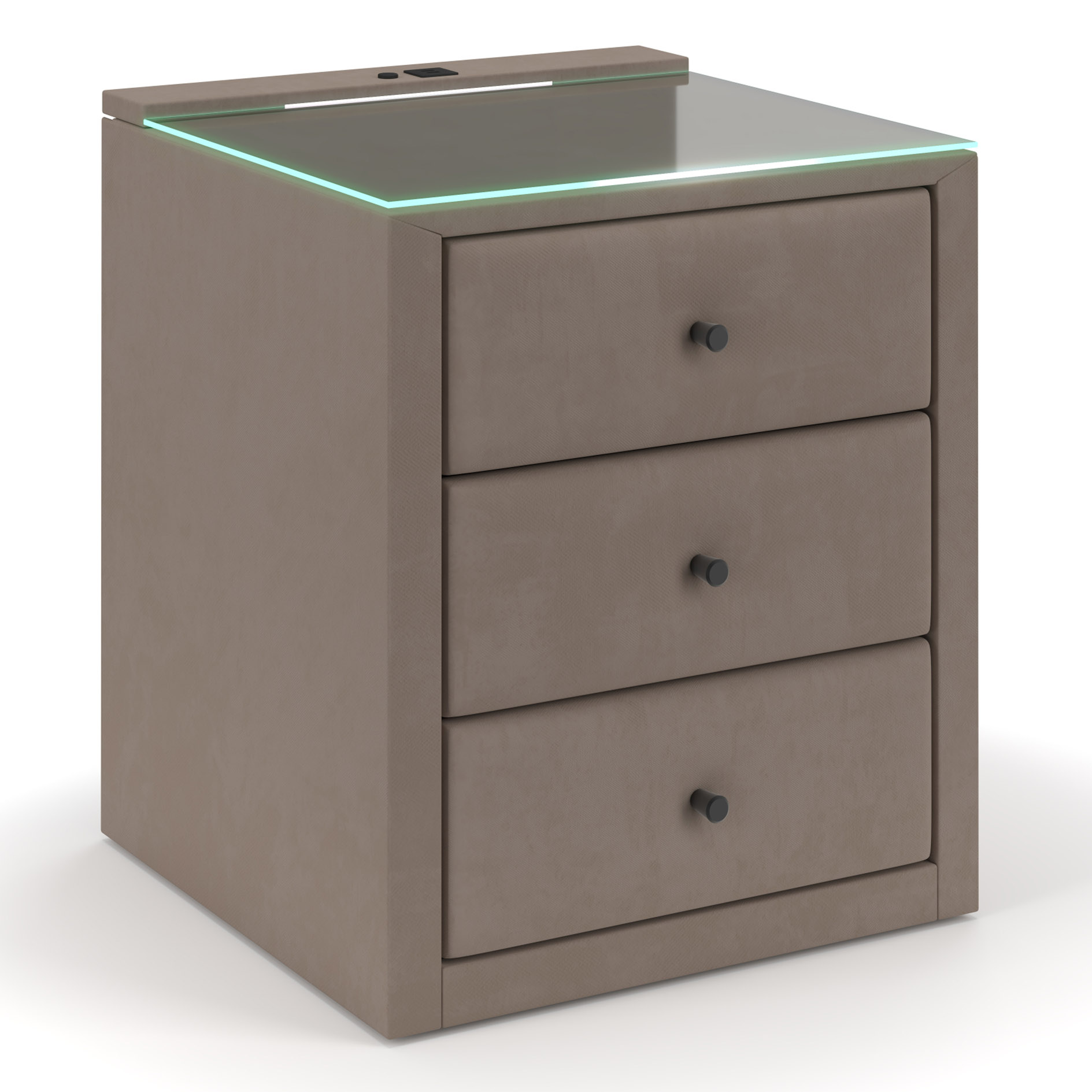 Nachtkommode - cappuccino - USB-Port und LED-Beleuchtung
