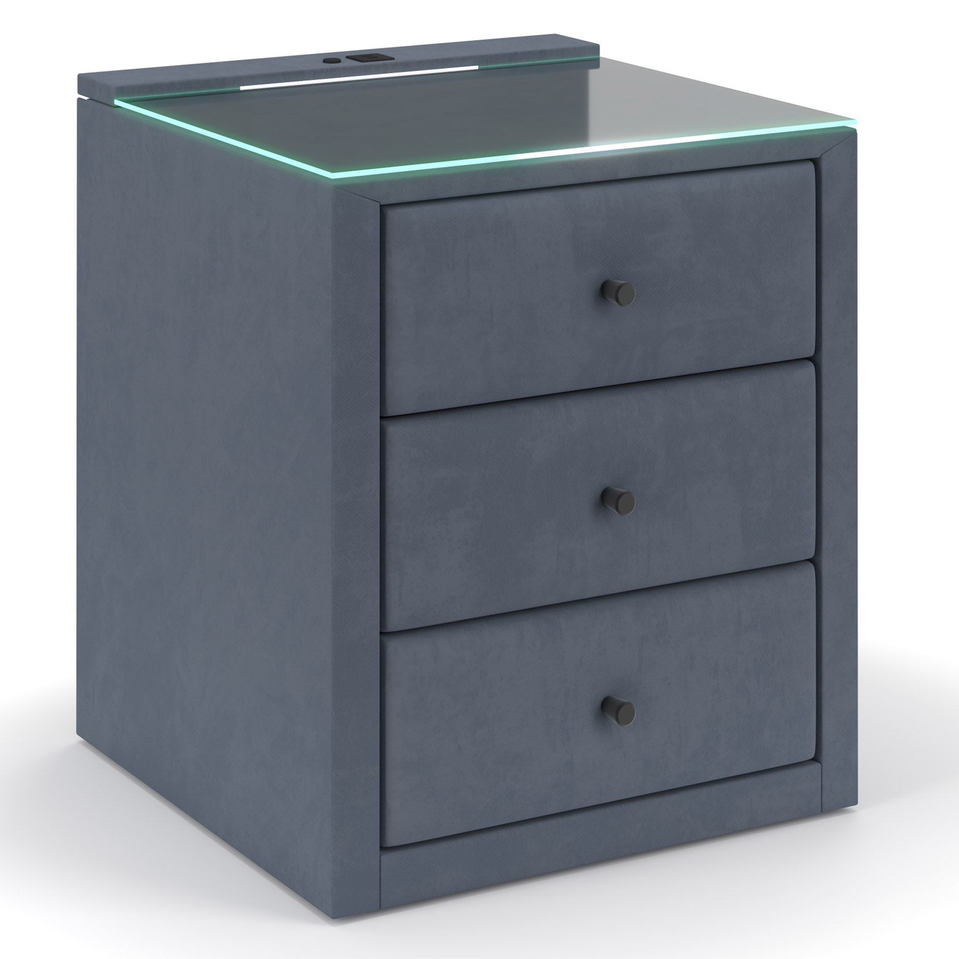 Nachtkommode - denim - USB-Port und LED-Beleuchtung