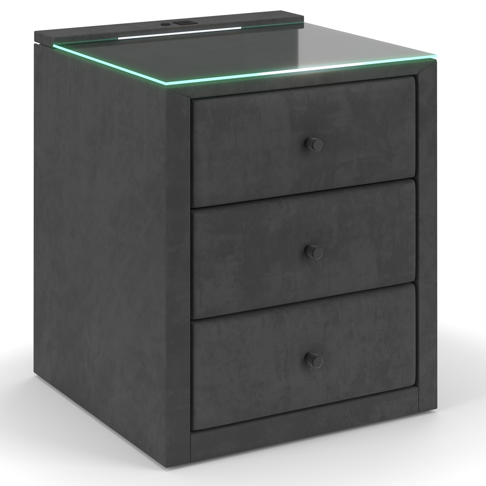 Nachtkommode - dunkelgrau - USB-Port und LED-Beleuchtung
