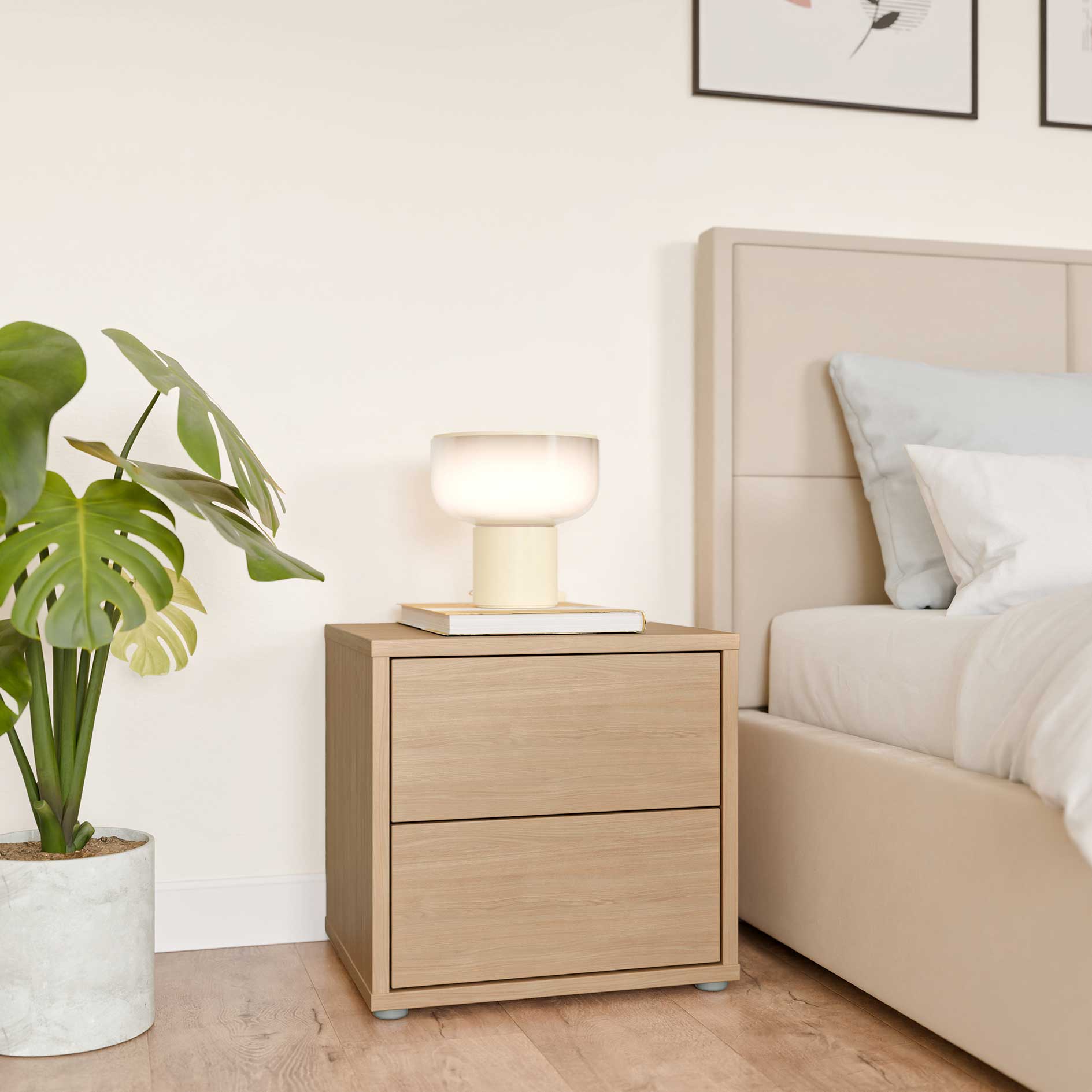 Nachtkommode - Elegancia Eiche - 2 Schubkästen - 50 cm