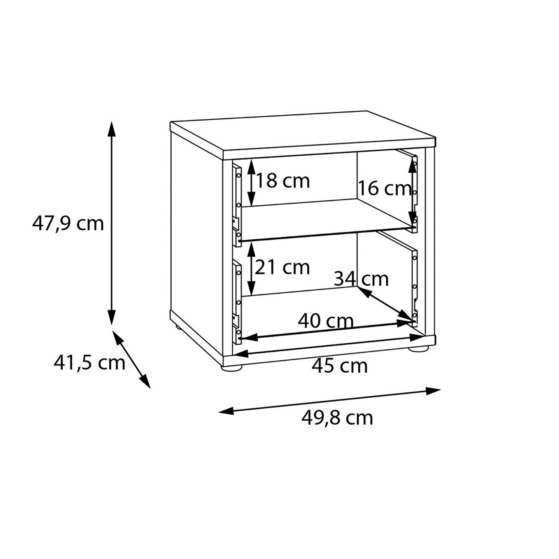 Nachtkommode - salbei - 2 Schubkästen - 50 cm