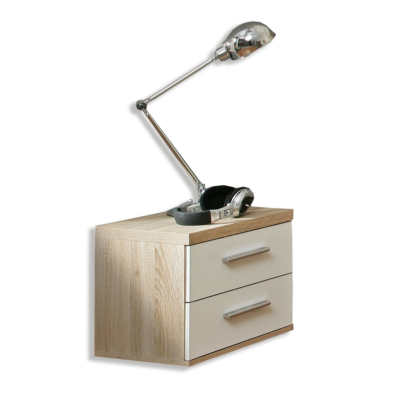 Nachtkommode - Sonoma Eiche - weiß - 38 cm