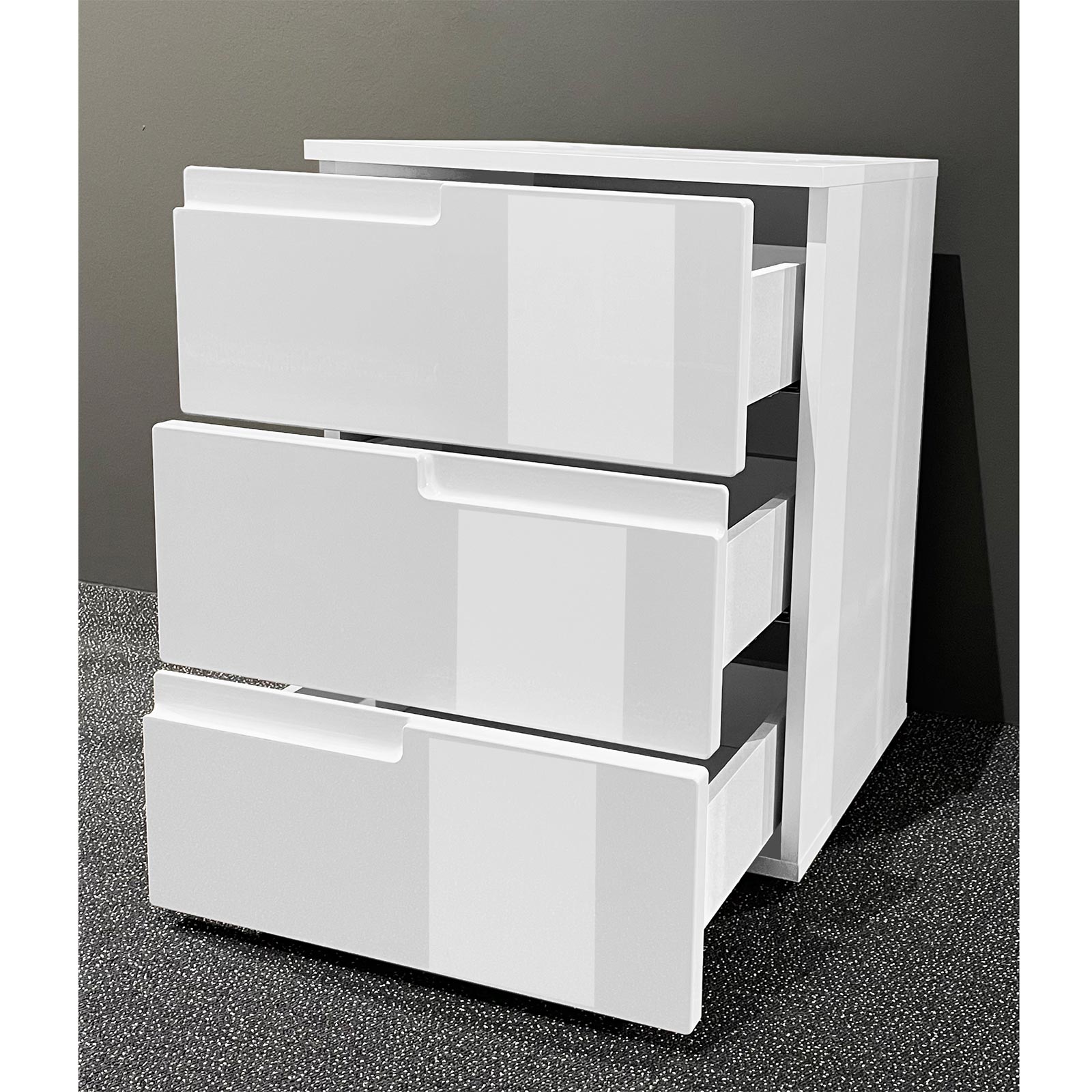 Vicco Nachttisch Marseille – Weiß Hochglanz, 46.2 X 60 Cm, Mit 3 Schubfächern