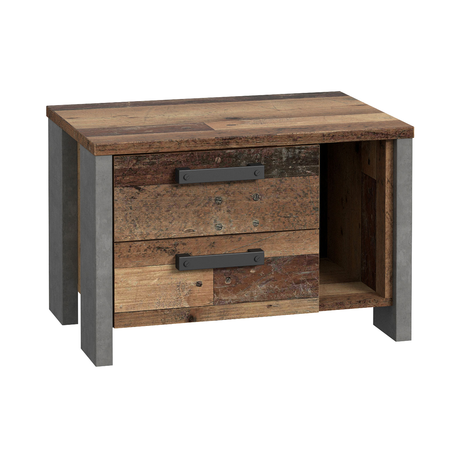 Nachtkonsole - Old Wood Vintage - Betonoptik - 62 cm