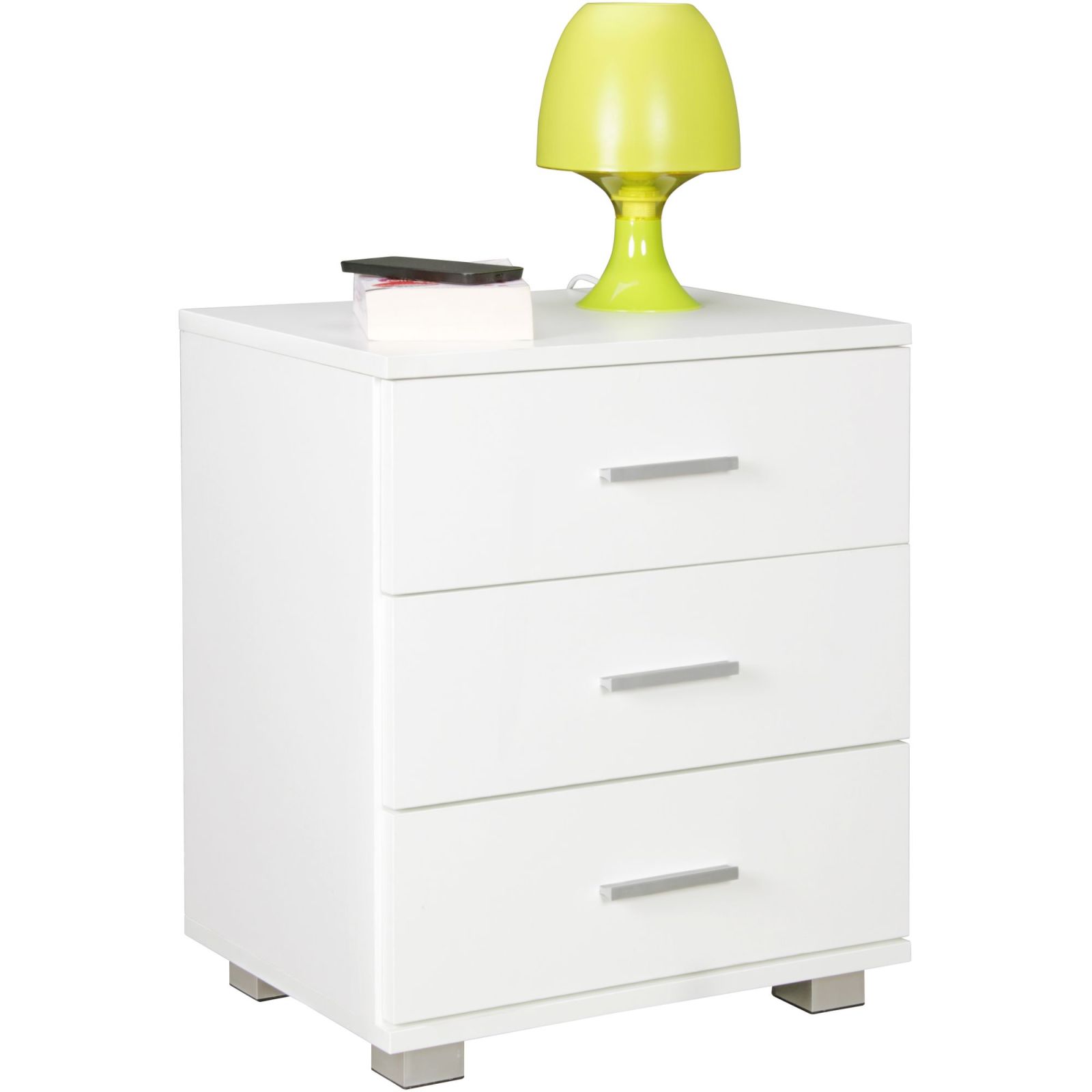 Nachtkonsole - weiß - 3 Schubladen - 45 cm