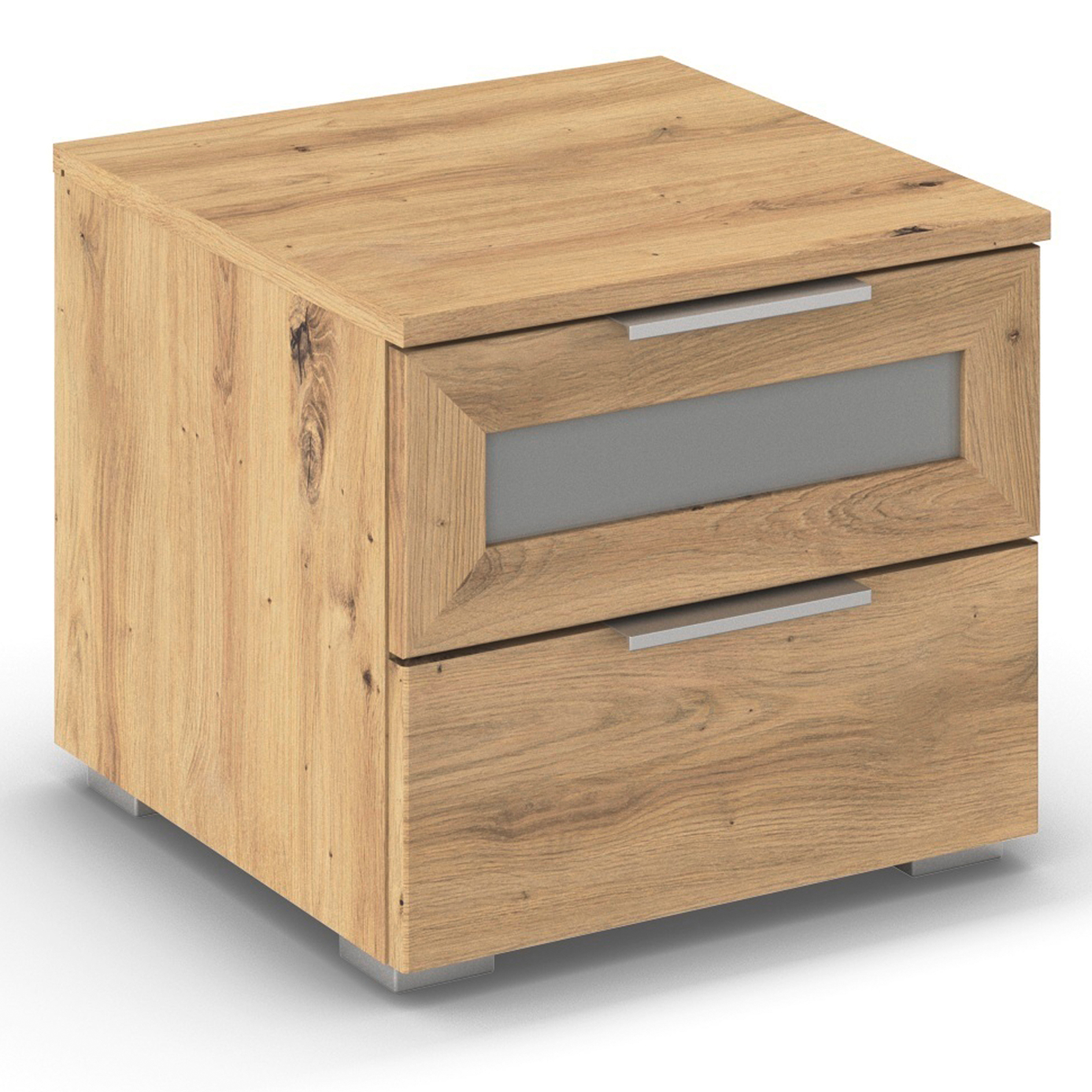 Nachtschrank - Artisan Eiche - Milchglaseinsatz - 40 cm breit