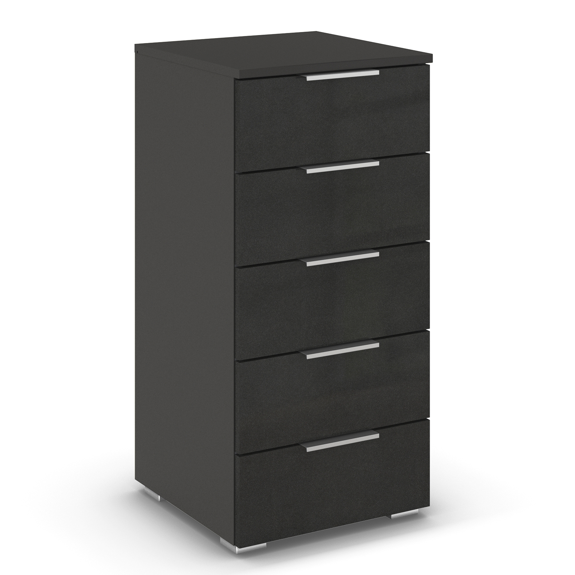 Nachtschrank - effektgrau Hochglanz - grau metallic - 40 cm breit