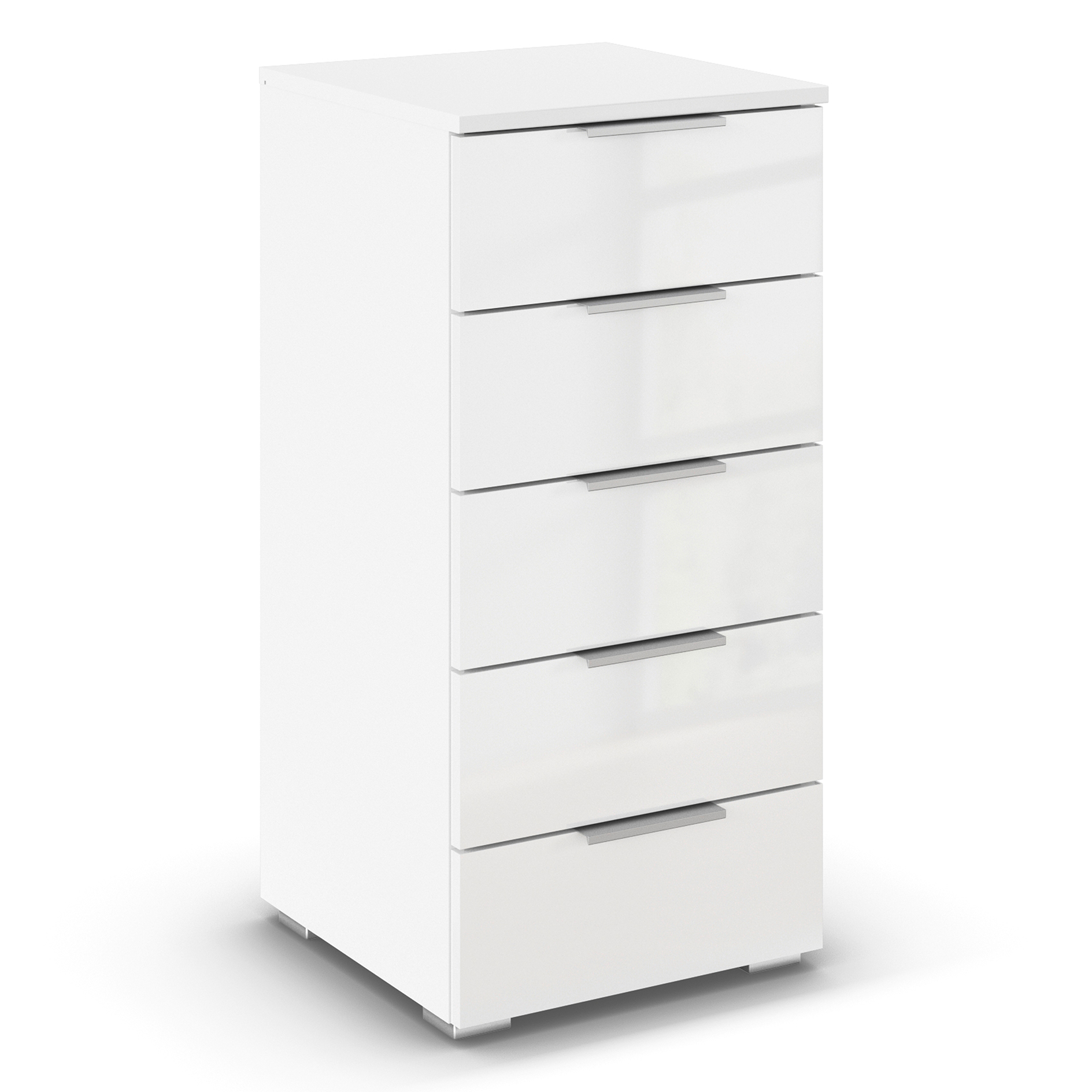 Nachtschrank - weiß - alpinweiß - Hochglanzfront - 40 cm breit
