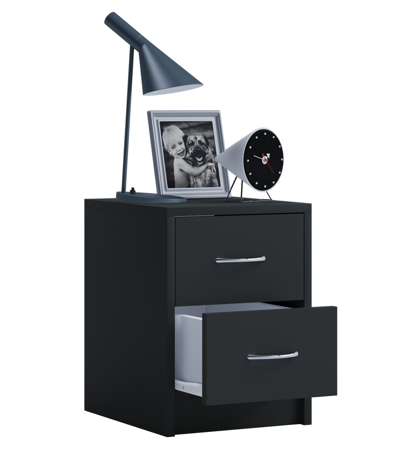 Nachttisch BOXAL MINI - schwarz - 2 Schubkästen