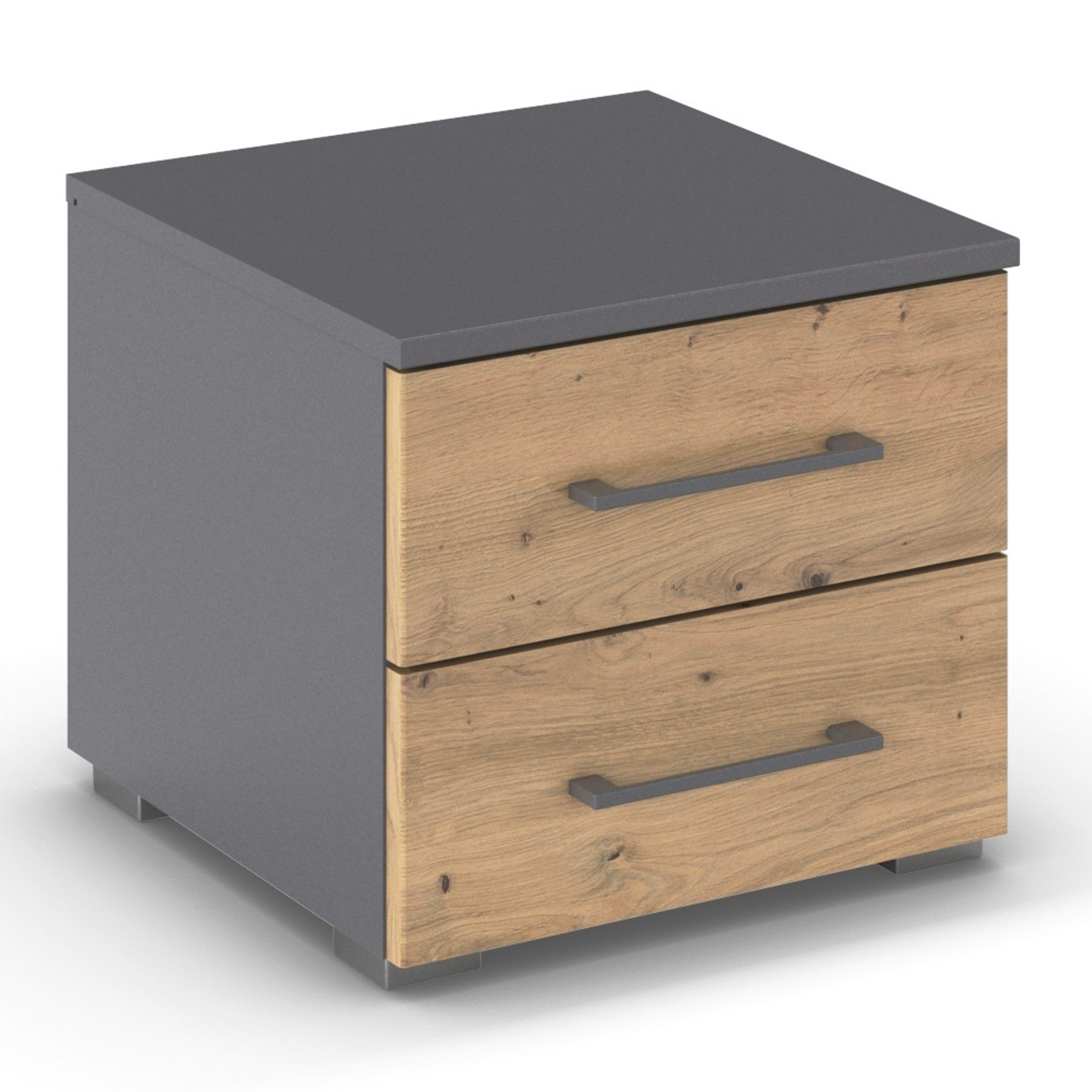 Nachttisch - grau metallic - Artisan Eiche - 40 cm breit